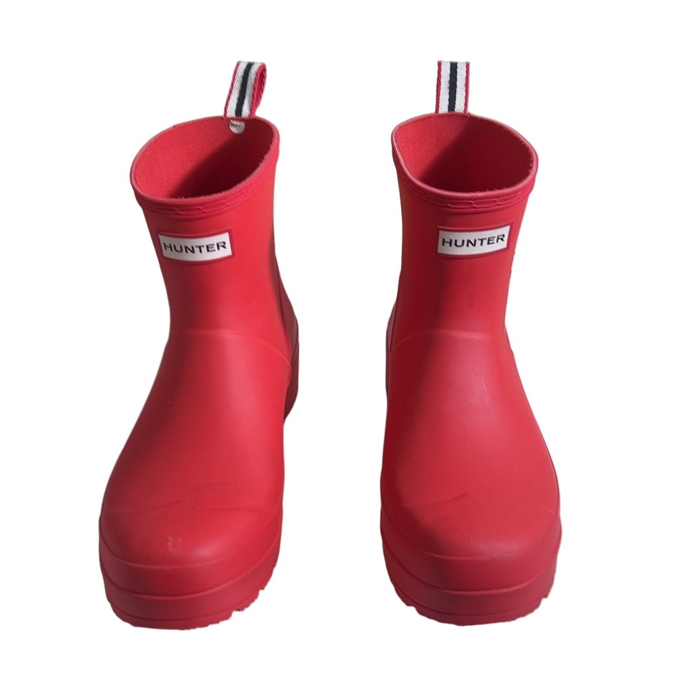 Hunter Original Play Short Solid Rain Boots Red Platform Waterproof Size 9